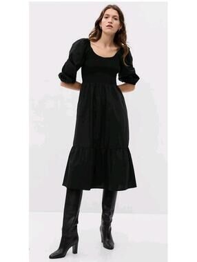 Gap Puff Sleeve Smocked Midi Dress Size Small